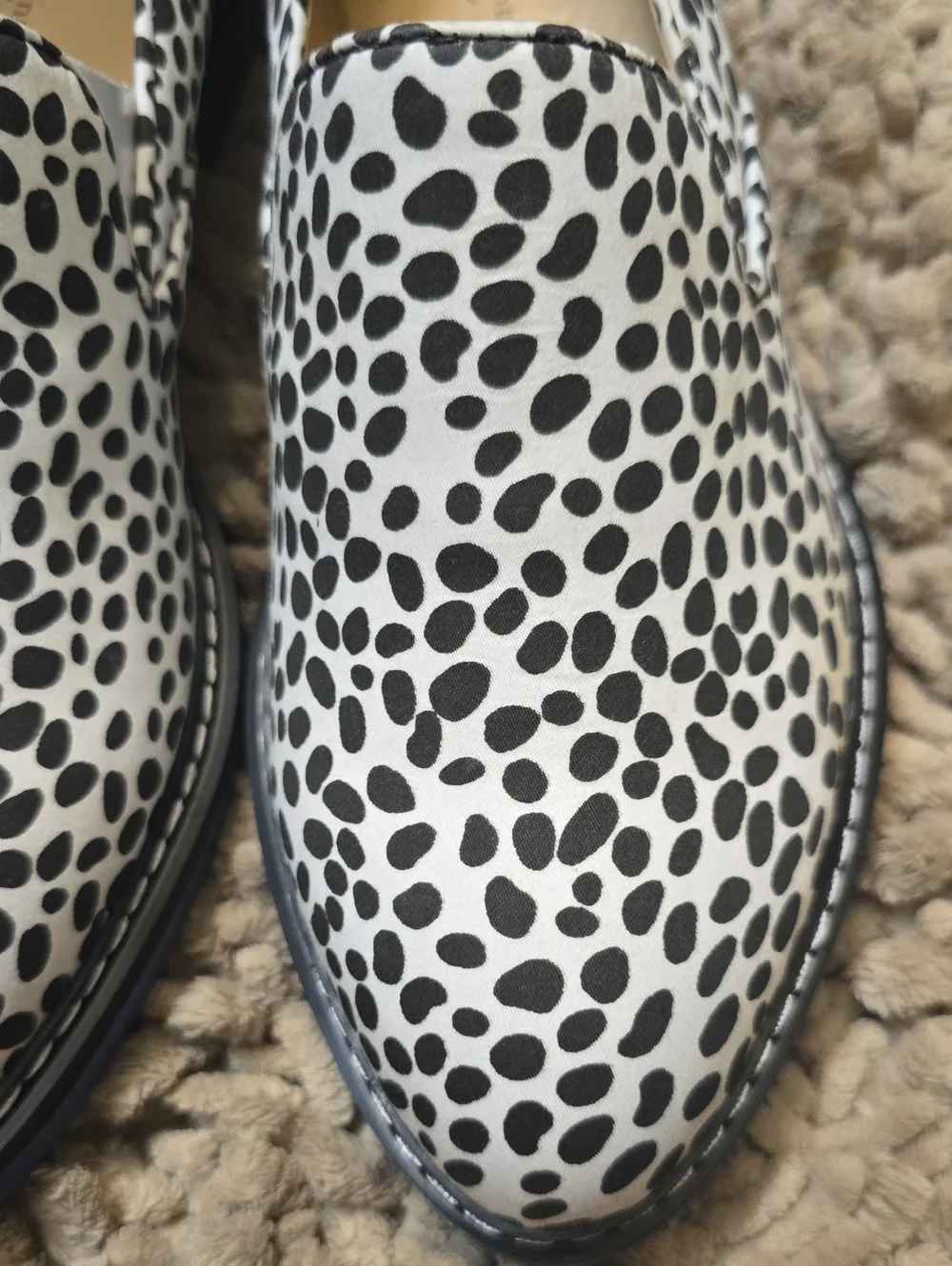 New CL Women's Size 8 Black & White Polka Dot Dalmatian Print Slip-On Flats